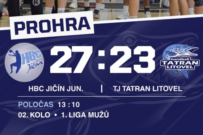 1. liga mužů: HBC Jičín juniorka - Tatran Litovel 27:23 (13:10)